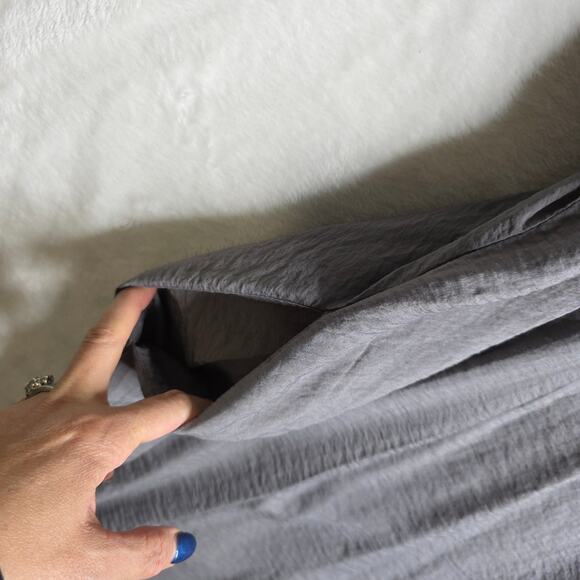 Cut Loose crosshatch L/XL Gray Super Wide Legs Relaxing Jumpsuit Seashell Button - Picture 11 of 16